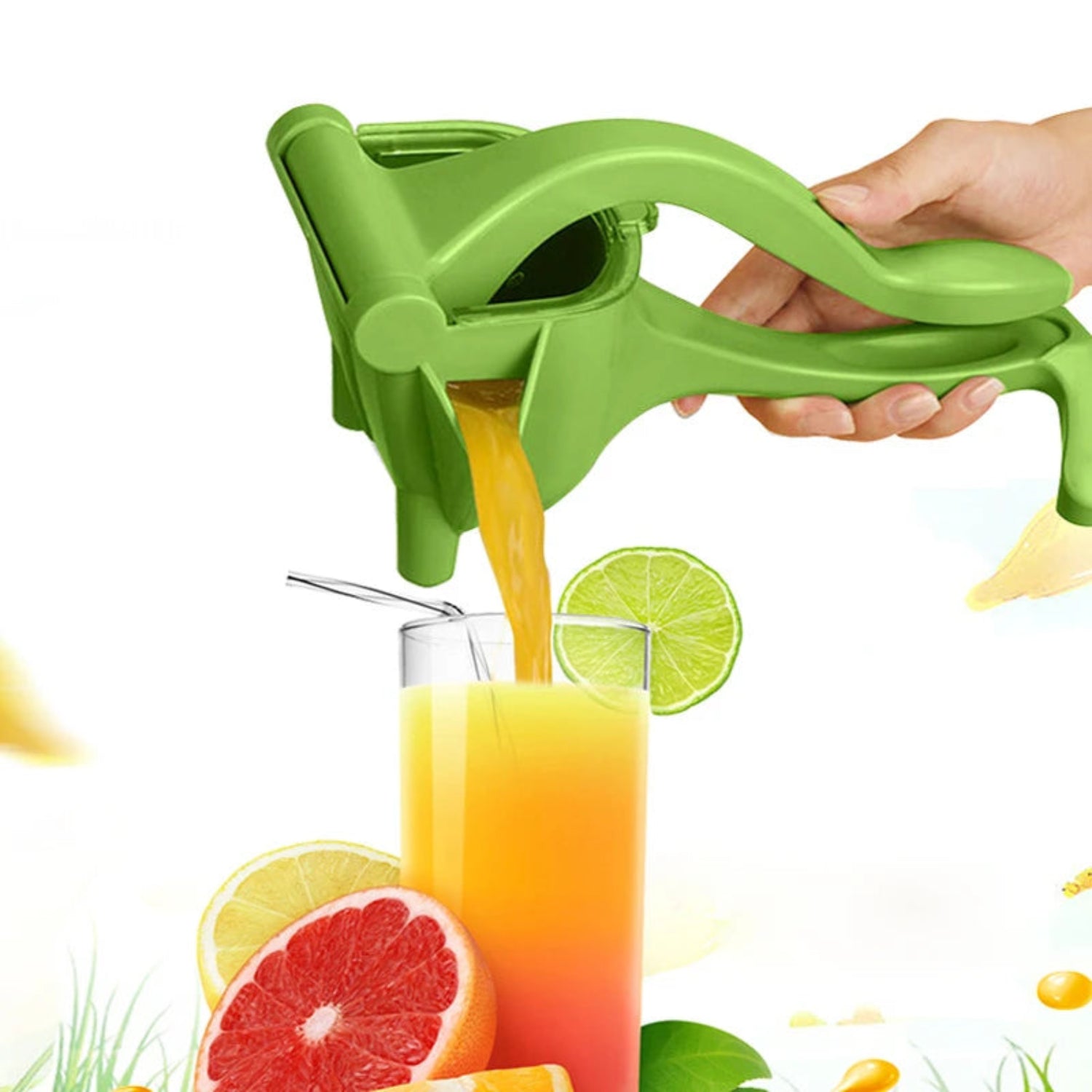 Exprimidor de limón multifunción verde de mano, no eléctrico, para frutas y verduras, manual, pequeño, 1 unidad
